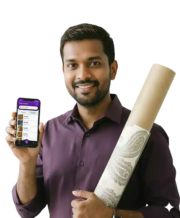 Dealer with Piwall app and wallpaper roll